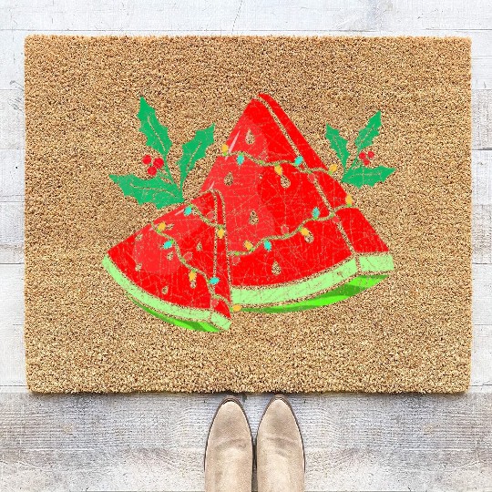 Christmas Watermelon Tropical Summer Christmas In Coir Doormats