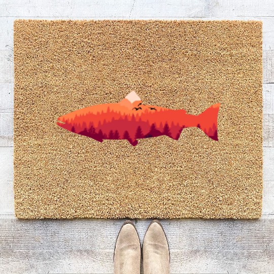 Trout Fly Fishing Nature Outdoor Fisherman Coir Doormats