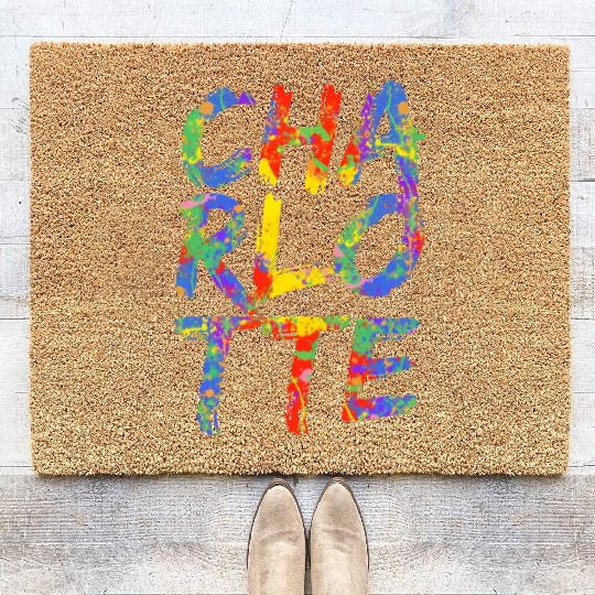 Charlotte Artwork Colorful Rainbow Carolina Coir Doormats