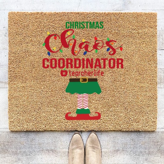 Christmas Chaos Coordinator Teacher Life Funny Coir Doormats