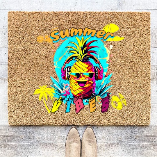 Summer Vibes Pineapple Party Coir Doormats