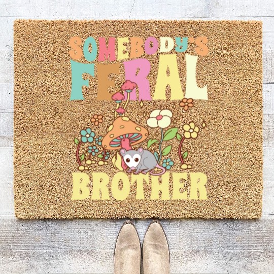 Somebody's Feral Brother Wild Bro Opossum Groovy Coir Doormats