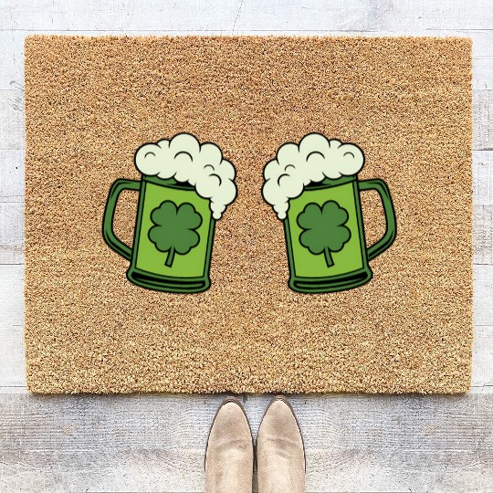 Drinking Green Beer Boobs Shamrock Irish Patric Coir Doormats
