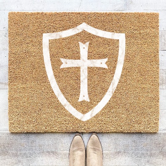 Knights Templar Cross And Shield Crusader History Coir Doormats