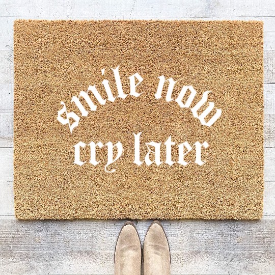 Chicano Tattoo Gang Smile Now Cry Coir Doormats