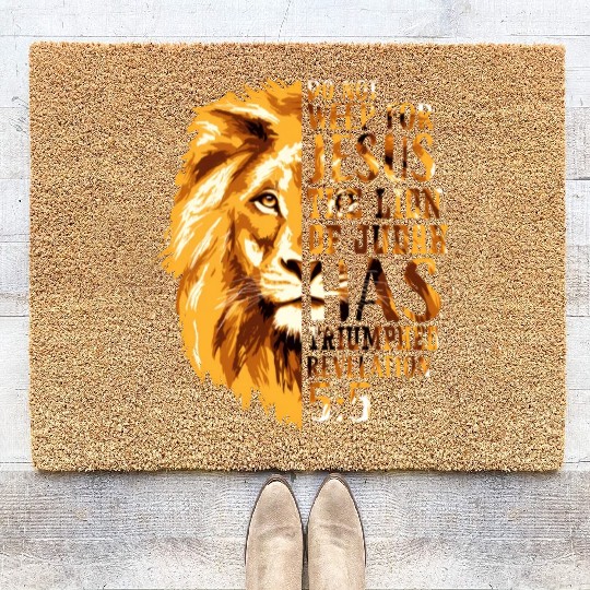 Christian Bible Verse Faith Religious Lion Judah Coir Doormats
