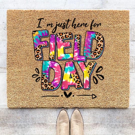 I'm Just Here for Field Leopard Skin and Tie-Dye Coir Doormats