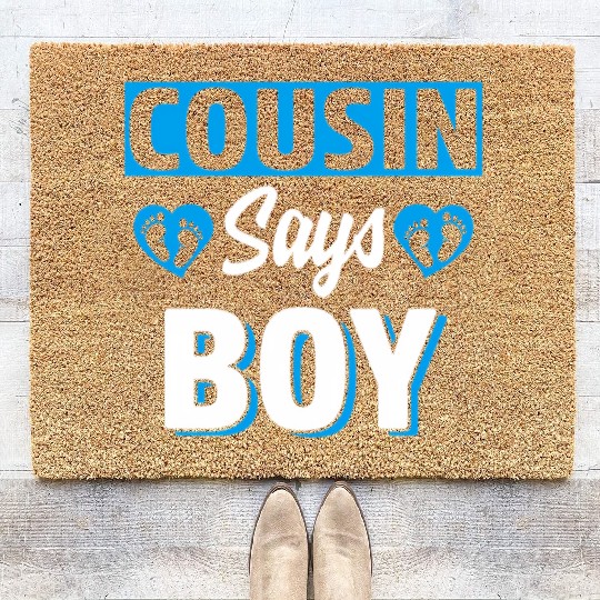 Cousin Says Gender Reveal Team Blue Baby Py Coir Doormats