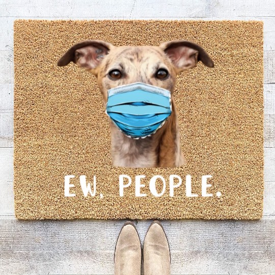 Whippet Greyhound Dog Wearing Face Ew People Coir Doormats