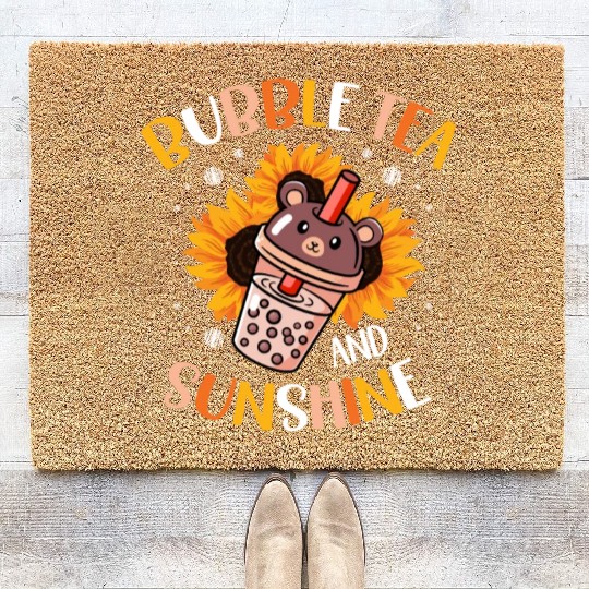 Bubble Tea And Sunshine Boba Tea Drinker Coir Doormats