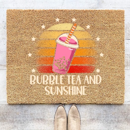 Bubble Tea And Sunshine Boba Tea Drinker Coir Doormats