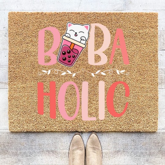 Bobaholic Bubble Tea Lover Boba Tea Drinker Korean Coir Doormats