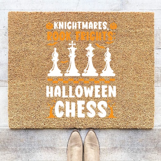Chess Halloween Trick Or Treat Chess Board Game Coir Doormats