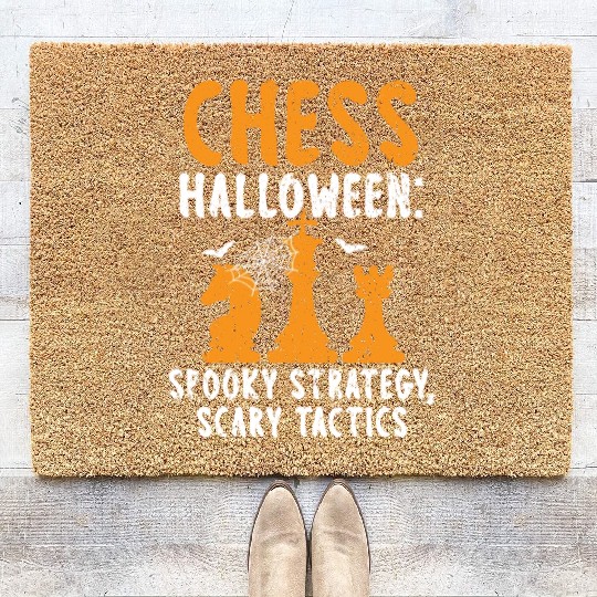 Chess Halloween Trick Or Treat Chess Board Game Coir Doormats