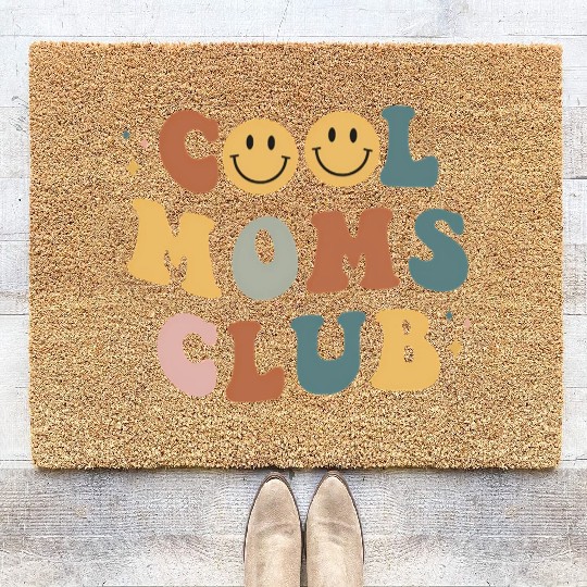 Moms Club On Back Print Coir Doormats