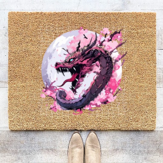 Japanese Dragon Cool Oriental Asian Dragon Humor Coir Doormats