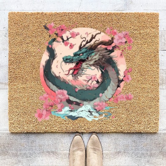 Japanese Dragon Cool Fantasy Chinese Asian Dragon Coir Doormats