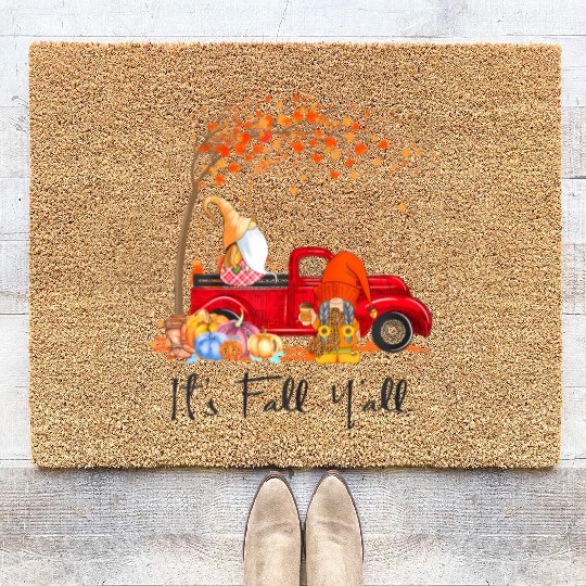 It's Fall Y'all Girls Fall Vibes Autumn Leaves Coir Doormats