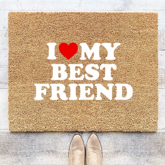 I Love My Best Friend - Red Heart Coir Doormats