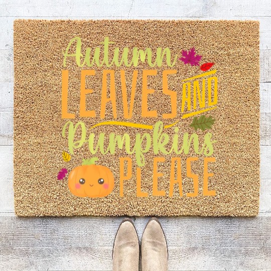 Autumn Leaves and Pumpkins Please - Fall Leaves Coir Doormats