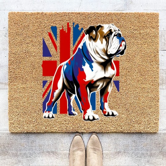 British Bulldog With Union Jack Flag King Charles Coir Doormats