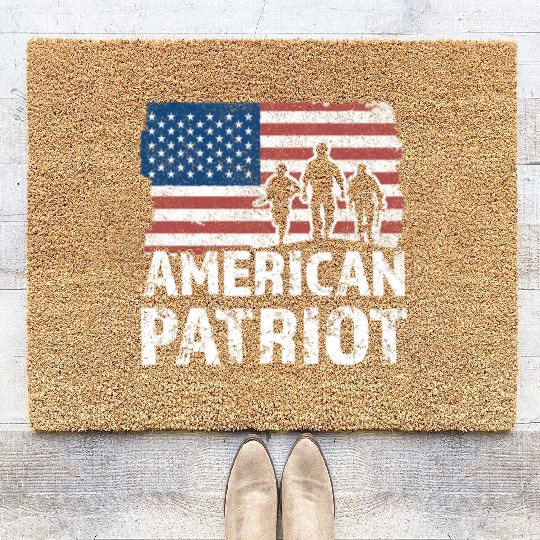 American Patriot Military Soldier Us Flag Veteran Coir Doormats