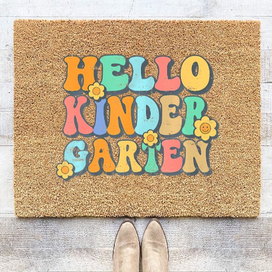 Hello Kindergarten Teacher Team Back To School Coir Doormats