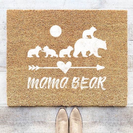 Mama Bear Coir Doormats With Four Bear Cubs
