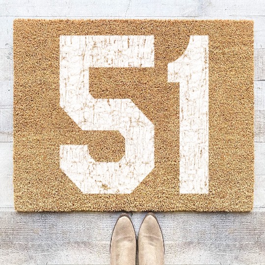 Jersey Uniform Number 51 Athletic Style Sports Coir Doormats
