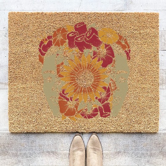 Frida Kahlo Head Flowers Coir Doormats
