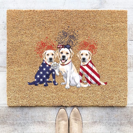 Labrador Retriever Us Flag 4Th Of July Independenc Coir Doormats