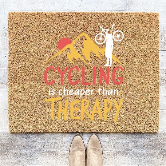 Cycling Is My Therapy Bike Lover Biking Coir Doormats