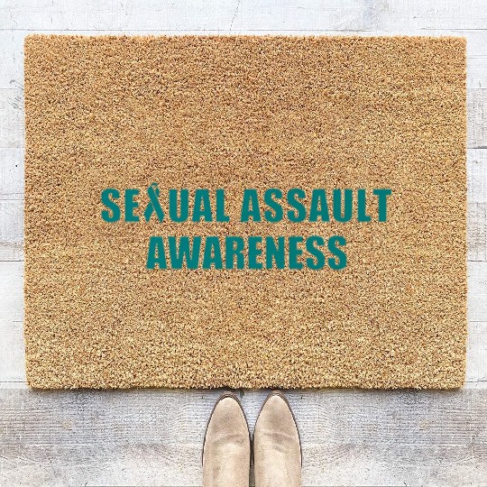 i wear teal for sexual assault awareness gift ribb Coir Doormats