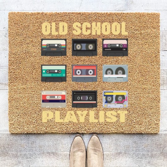 Old School Playlist Retro 80s 90s Music Party Coir Doormats