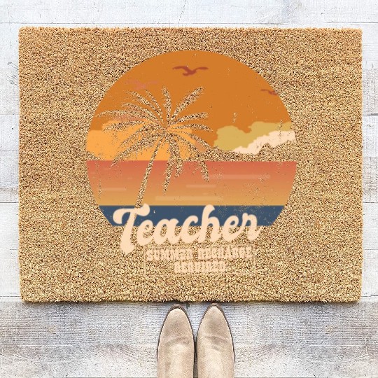 Funny Last Day Of School Teacher Summer Recharge Coir Doormats
