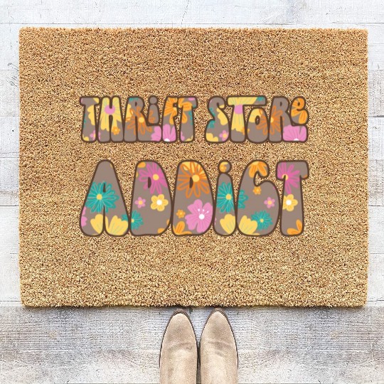 Thrift Store Addict brown floral Coir Doormats