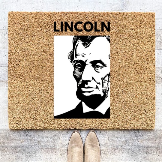 Black White Abraham Lincoln Coir Doormats