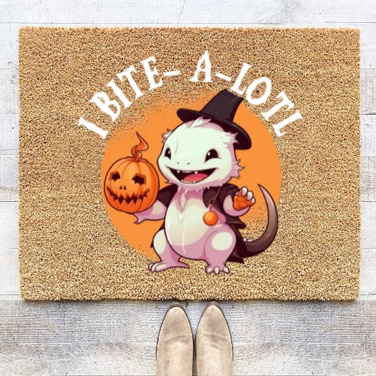 Axolotl Halloween Trick Or Treat Amphibian Axolotl Coir Doormats