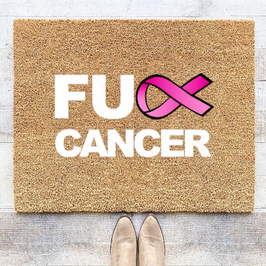 Fuck Cancer For Breast Cancer Awareness Coir Doormats