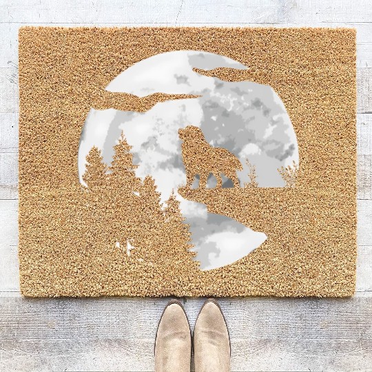 Dog Owner Full Moon At Night Pet Bernese Mountain Coir Doormats