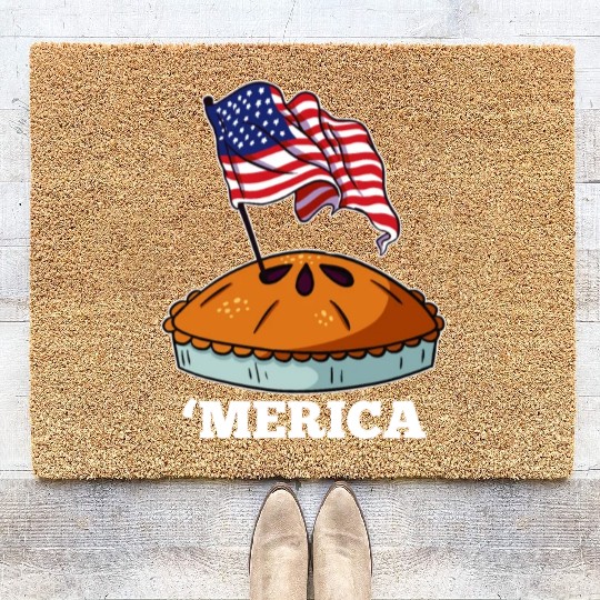 American Flag USA Apple Pie Merica 4th of July Coir Doormats