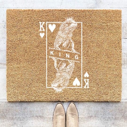 Iguana Lover King Of Hearts Funny Pet Reptile Pop Coir Doormats