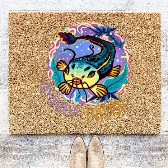 Psychedelic Catfish Artwork Coir Doormats