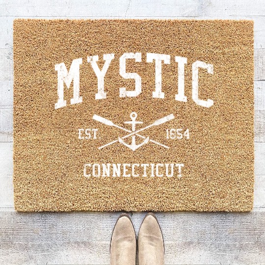Mystic Ct Crossed Oars Boat Anchor Sports Coir Doormats