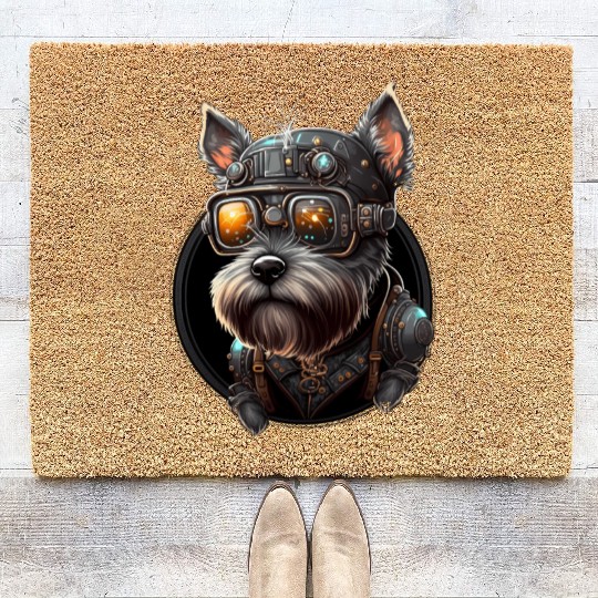 Steampunk Miniature Schnauzer Coir Doormats