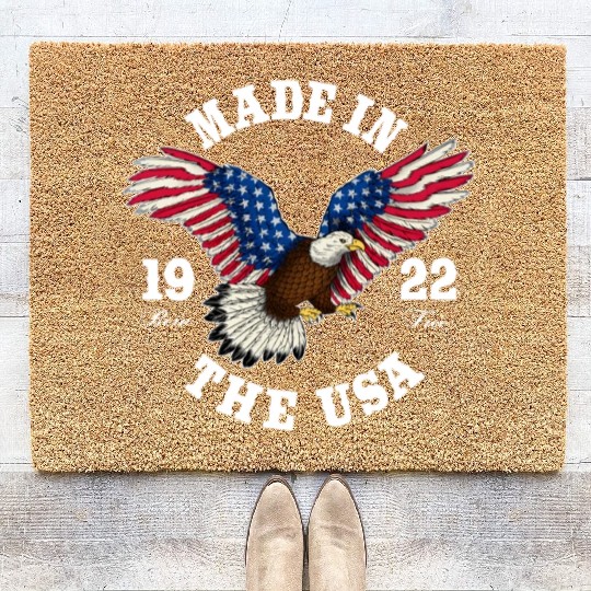 100 Year Old Patriotic Eagle Usa Flag 1922 Coir Doormats