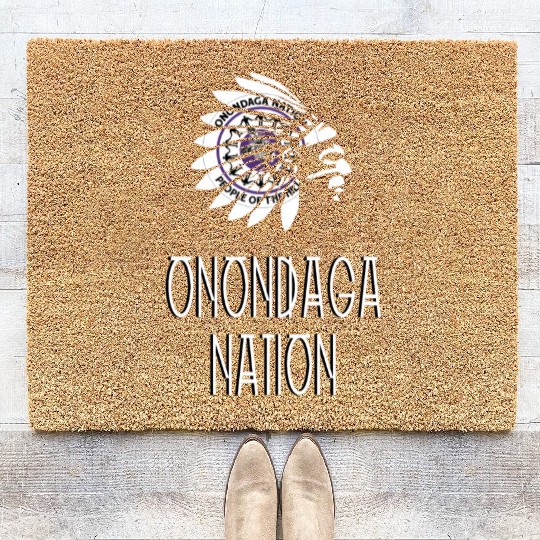 Onondaga Nation Indigenous Native American Headdre Coir Doormats