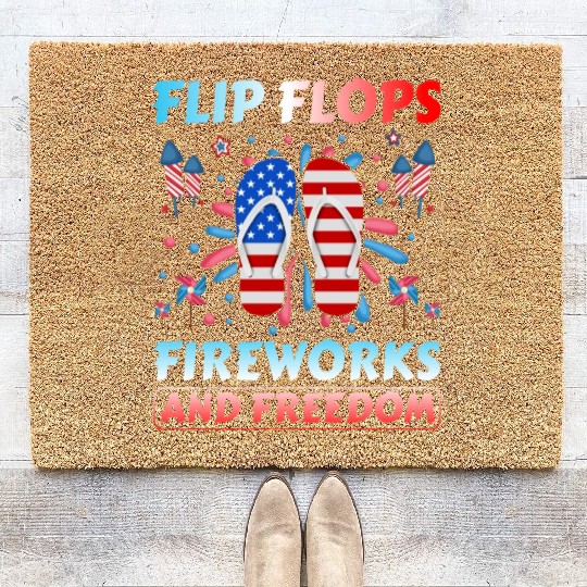 Flip Flops Fireworks and freedom Coir Doormats