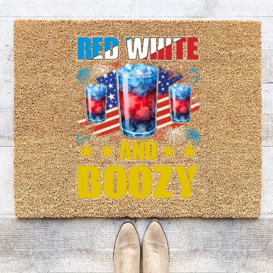 Red White and Boozy Coir Doormats