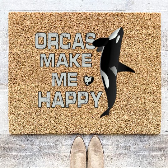 Orcas Make Me Happy Killer Whale Coir Doormats